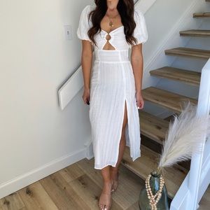 White Cutout Midi Dress